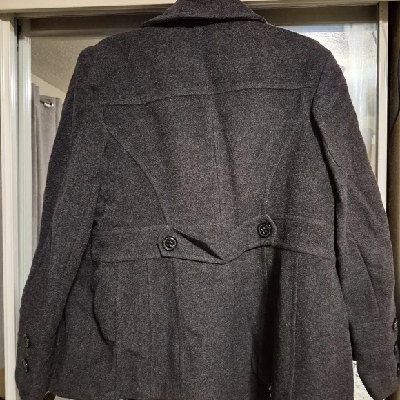 St.Johns Bay Charcoal Double-Breasted Pea Coat - Picture 2 of 4